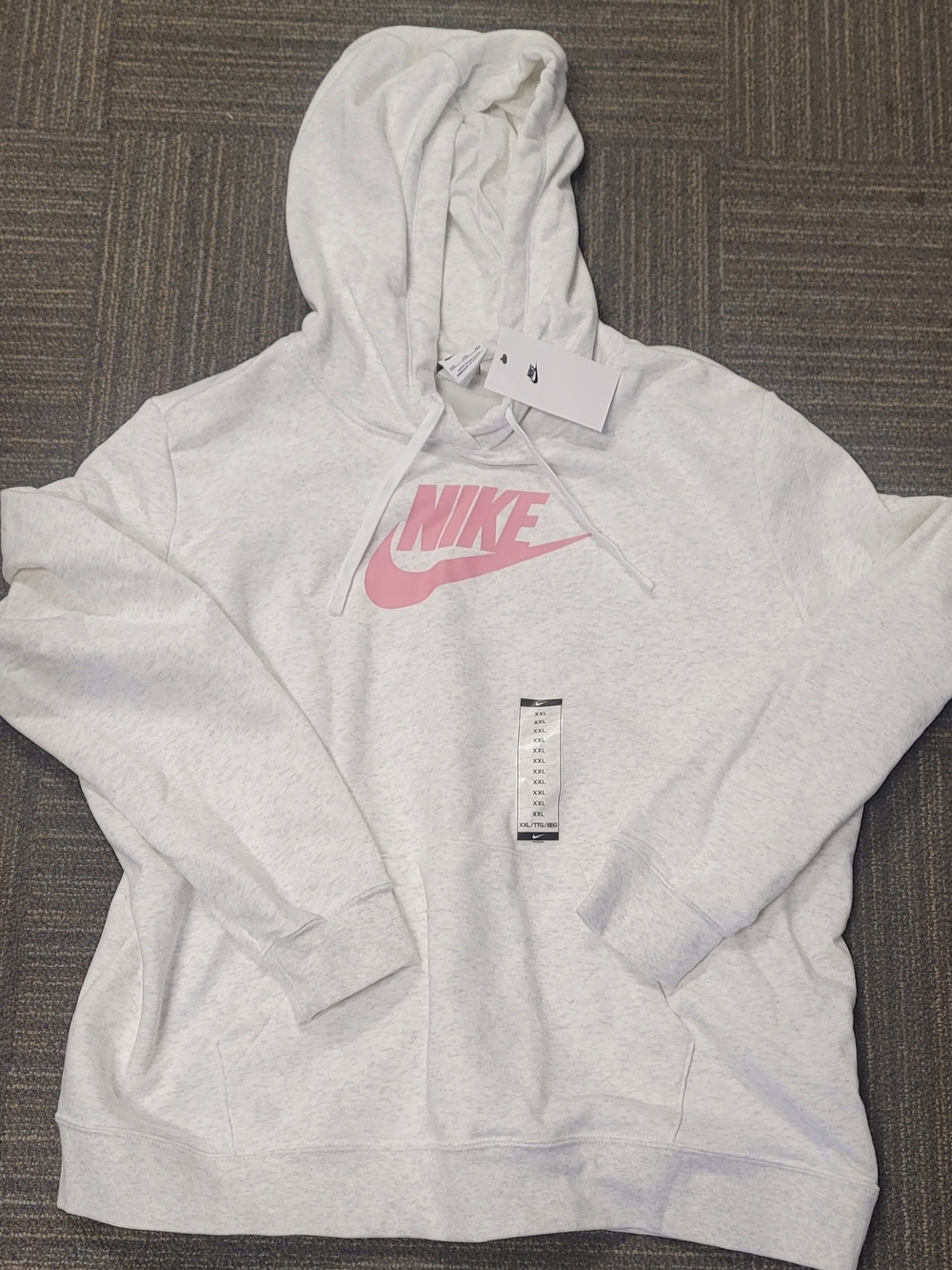Nike Heather Gray Hoodie with Pink Swoosh